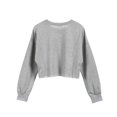 thumbnail image 2 of Mode Femmes Automne Shorts Crop Tops en Vrac Casual Couleur Unie à Manches Longues Col Rond Sous-Chemise Sport Pull, 2 of 6