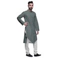 thumbnail image 2 of Atasi Button Down Asymmetric Printed Long Sleeve Rayon Kurta Pyjama Set, 2 of 4