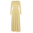 thumbnail image 4 of UKAP Ladies Dress Crew Neck Maxi Dresses Solid Color Swing Party Apricot XL, 4 of 6