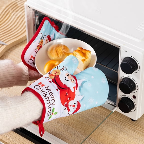 Suncoda Baking Mitts, Christmas Oven Mitts and Pot Holders Sets Christmas Knitting Patterns Oven Mitt Non-Slip Oven Mitts Resistance Oven Gloves and Potholders for Kitchens Baking