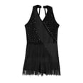 thumbnail image 3 of Ocealan Robe de Danse Latin Jazz pour Filles Enfants, Costume de Danse Tango Rumba Samba Scintillant, Justaucorps à Franges Noir 6, 3 of 5