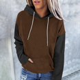 thumbnail image 2 of MeetoTime Women's Color Block Hoodie Fall Fleece Long Sleeve Crew Neck Oversized Hooded Sweatshirt Pullover Tops, 2 of 6
