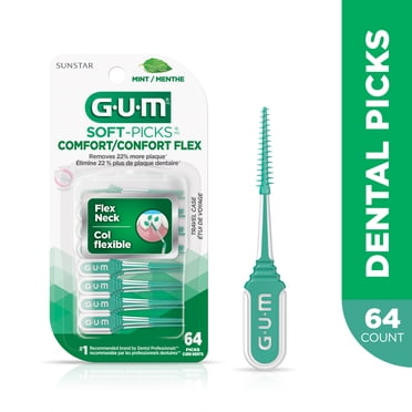 GUM® Soft-Picks® Confort Flex Pics Dentaires à la Menthe, à Saveur de Menthe Fraîche, Boîtier de Voyage