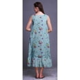 thumbnail image 3 of Bimba Robe de Nuit Mi-Mollet Bleu Bébé à Feuilles Florales et Roses pour Femmes, Coton Imprimé, Sans Manches, Robe de Nuit Maxi X-Small, 3 of 6
