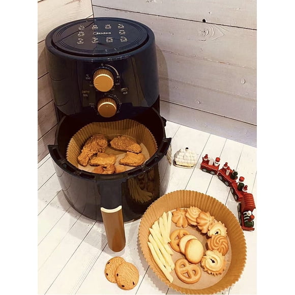 Doublure en Papier Jetable pour Friteuse à Air Chaud, 100 Pcs Doublures Antiadhésives pour Friteuse à Air, Papier Cuisson pour Friteuse à Air Résistant à l'Huile Imperméable