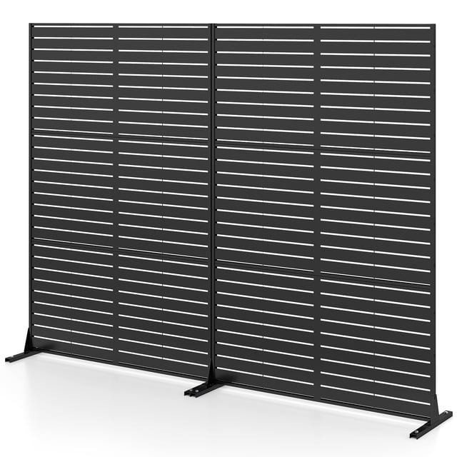 Gymax 2Pcs Privacy Screen72''H x 48''W Freestanding Fence Panel w/Stand&Expansion Bolts