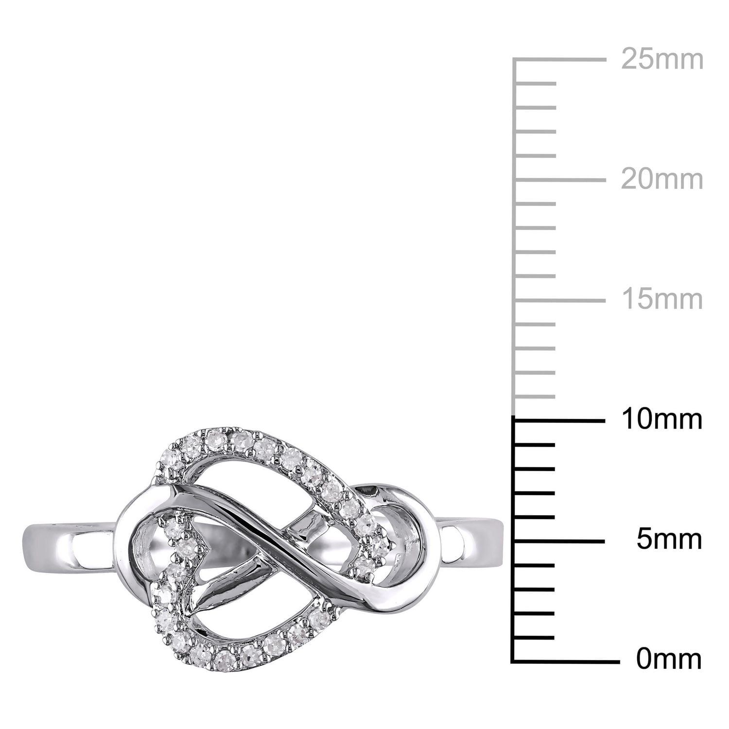 Bague de forme coeur et infini Miabella avec diamants 1/10 CT poids total en argent sterling