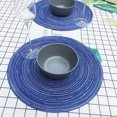 thumbnail image 1 of Matoen12 Heat Resistant Table Place Mats, Mesh Cup Bowl Mat Absorbent Place Mat, Solid Color Home Decor Quick Drying Woven Placemats for Dining Coffee Table, 1PC, 14.2"x14.2", Blue, Round, 1 of 5