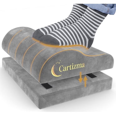 Cartizma Under Desk Foot Rest: Ergonomic, Washable, Non-Slip, Two Adjustable Heights. Ultimate Comfort for Office, Home, Travel in Sleek Gray.