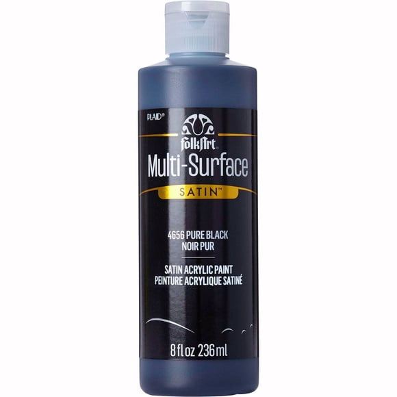 FolkArt Multi-Surface Satin Acrylic Paint, 8 fl. oz., Pure Black