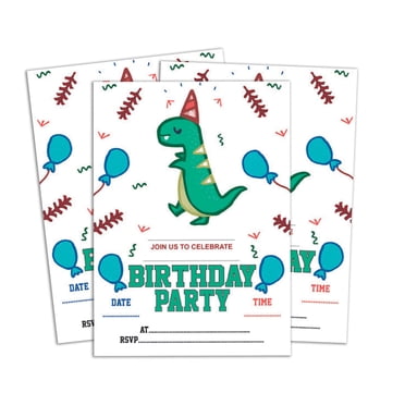 Darling Souvenir White Birthday Invitation Card 28 Pcs Fill or Write In Blank Invites Printable Party Supplies 5 x 7 Inches