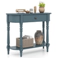 thumbnail image 1 of Gymax Table Console Rétro 36 Pieds'L Table d'Entrée en Bois avec Tiroir de Rangement et Tablette Ouverte Bleu, 1 of 9