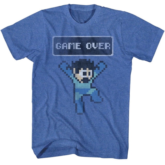 Mega Man Capcom Jeu Vidéo Game Over Rétro Royal Heather T-Shirt pour Adulte Tee