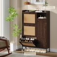 thumbnail image 3 of Yiwa Rattan Shoe Cabinet for Entryway, Hidden Wood Shoe Rack Storage with 3 Flip Drawers, Narrow Freestanding Shoe Organizer Cabinet for Hallway, Easy Assembly, 3 of 8