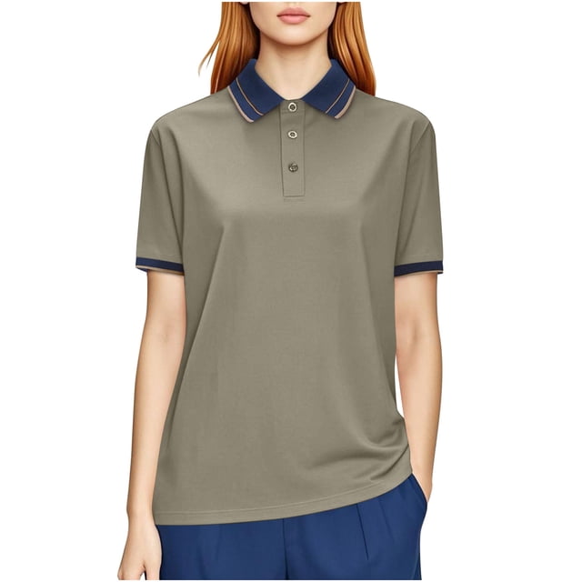 Polo pour Femmes, Haut Athlétique Uni à Manches Courtes Évacuant l'Humidité avec Col à Revers Classique, Tenue Décontractée Toutes Saisons