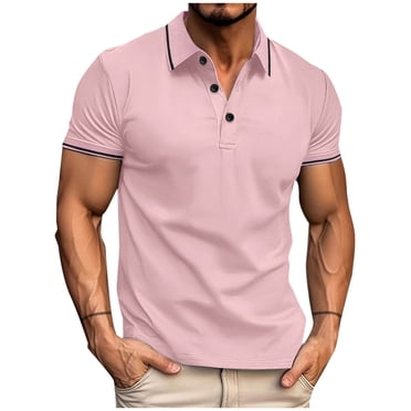 Summer Savings Clearance! Men's Casual Fashion Solid Button Pullover T-Shirt, Lapel Short Sleeve Top for Gym, Hiking, or Everyday Casual Wear Clearance Sales Today Deals Prime