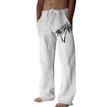 2025 Men's Hiking & Outdoor Recreation Pants, Men's Track Pants, Mens Casual Cotton and Joggers for Men Linen Printed Linen Pocket Little L Lace Up Pants Large Cargo Sweatpants for Men