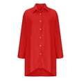 thumbnail image 4 of TIMIFIS Womens Oversized Shirts Button Down Long Sleeve Shirt V Neck Collar Loose Flowy Blouse-Red-MFall, 4 of 6