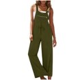 thumbnail image 4 of RKSTN Jumpsuits for Women New Fashion Halter Sleeveless Zipped Pockets Loose Plus Size Rompers Casual Summer Wide Leg Solid Color Long Jumpsuits, 4 of 5