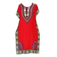 thumbnail image 1 of maskred Mode Femmes Plage Vacances Robe Boho Ethnique Élégante Robe en Vrac Rouge 1Set, 1 of 6