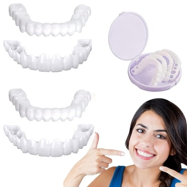 JARENGO Fake Teeth, 4PCS Dentures Teeth for Women and Men Veneers for Temporary Teeth Restoration Nature and Comfortable to Protect Your Teeth
