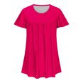 thumbnail image 4 of FAIWAD Tunique d'Été pour Femme à Manches Courtes, Col Rond, T-Shirt Décontracté Plissé, Ample et Fluide, 4 of 5