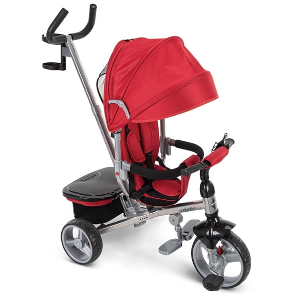 Huffy Malmo Luxe Tricycle à Auvent 4-en-1 pour Tout-Petits, Rouge/noir