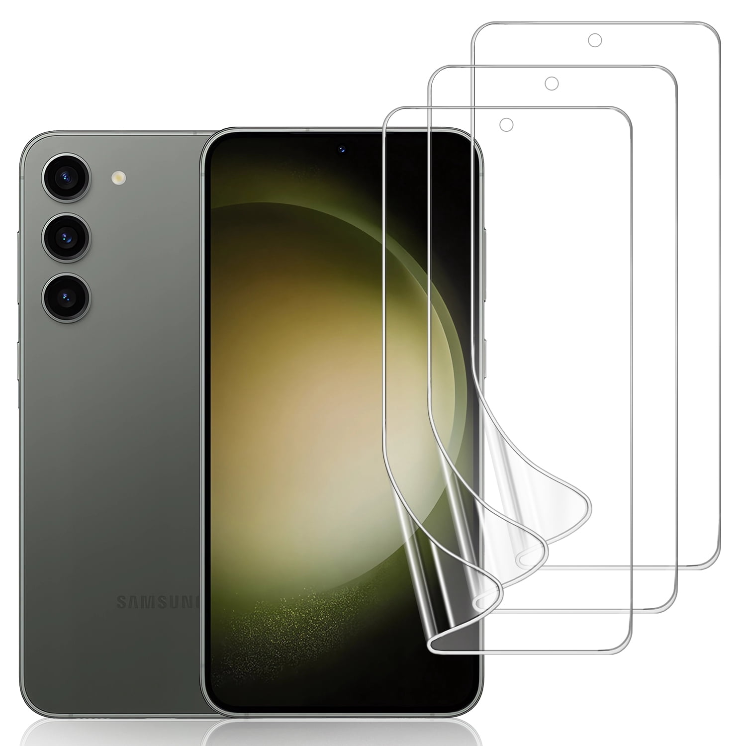 ZYQEEE [3 Pack] Clear Screen Protector for Samsung Galaxy S22/Galaxy S23 6.1", HD Hydrogel Film Soft TPU Protective Film, [Support Fingerprint] [Curved Coverage]
