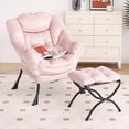 thumbnail image 4 of Bingirl Oversized Pink Lounge Chair with Folding Ottoman and Footrest for Reading, 4 of 6