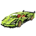 thumbnail image 1 of 405 PCS Car Building Blocks Set, 1:18 Scale Purple Lamborghini Super Car Model with Pull-Back Motor - BLK-080, 1 of 4