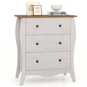 Costway 1 PCS 30" Farmhouse Chest of Drawers with 3 Folding Fabric Drawers Anti-tipping Kit Gray