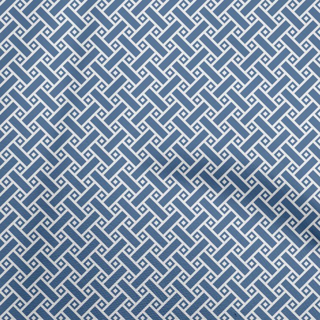 oneOone Silk Tabby Medium Blue Fabric Geometrical Craft Projects Decor Fabric Printed By The Yard 42 Inch Wide