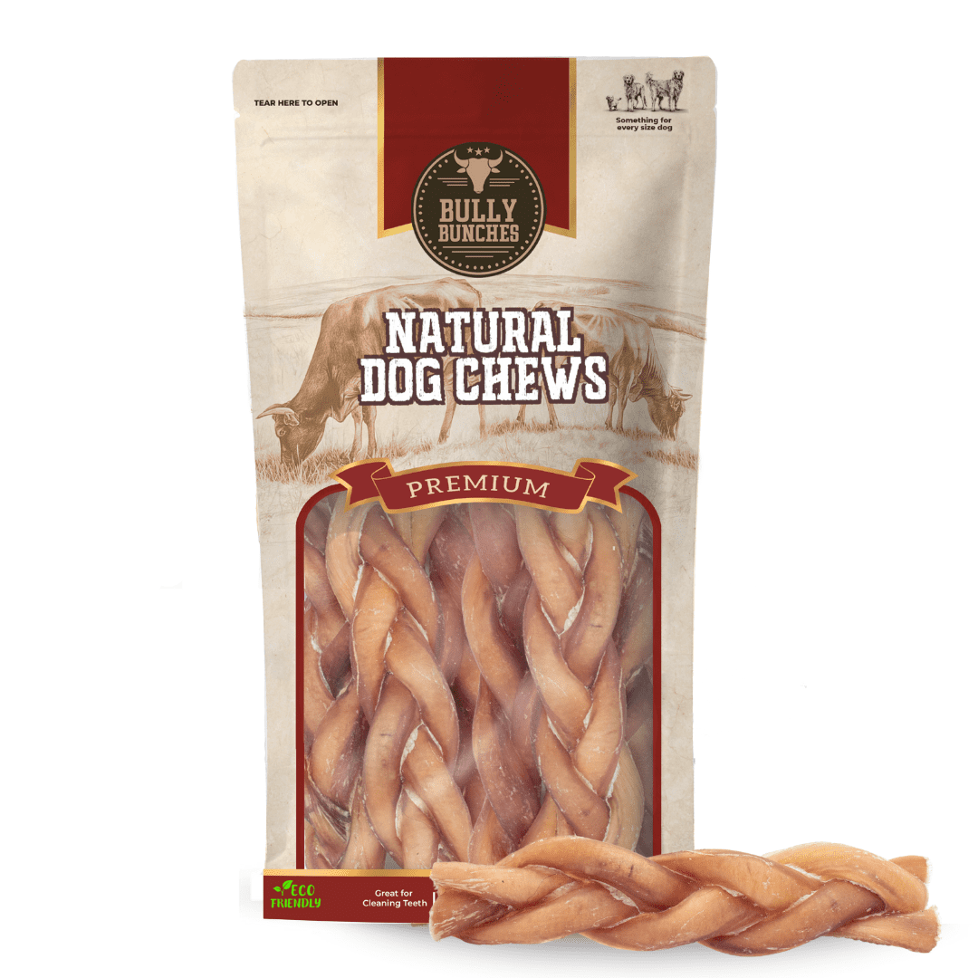 Bully Bunches 6" Braided Bully Sticks Odour Free All Natural Dog Chews 5 Pack