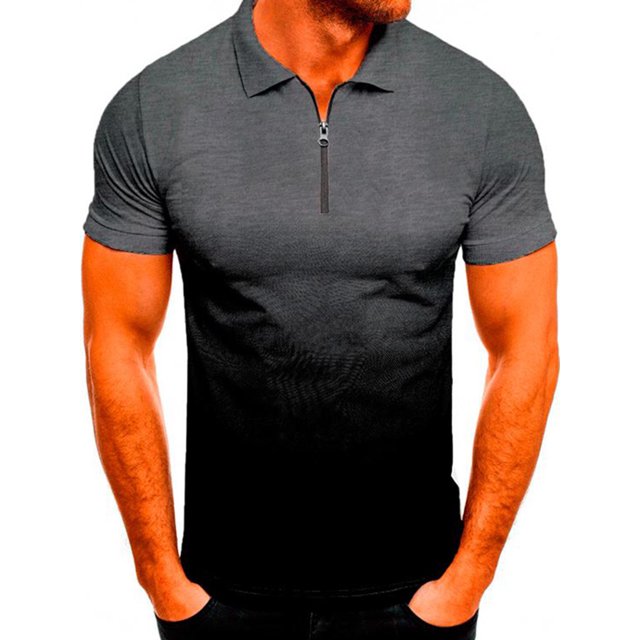 Innerwin Polo Shirt Lapel Neck Mens Tops Sport Zipper Basic T Shirts Black XL