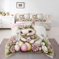 thumbnail image 1 of Erosebridal Ensembles de Literie Kawaii Lapins avec Couette, Œufs de Pâques Roses Fleur Housse de Couette, Réversible 3 Pcs, 1 of 8