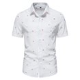 thumbnail image 1 of BOBOGOJP Chemises en Lin pour Hommes Bouton Lin vers le Bas de Vacances Tropicales Chemises de Plage, Rouge, 1 of 5