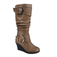 thumbnail image 1 of Bottes Mode pour Femmes à Fermeture Éclair Hauteur Genou, Talon Compensé Décontracté, Chaussures d'Hiver ( Cognac, 11 ), 1 of 5
