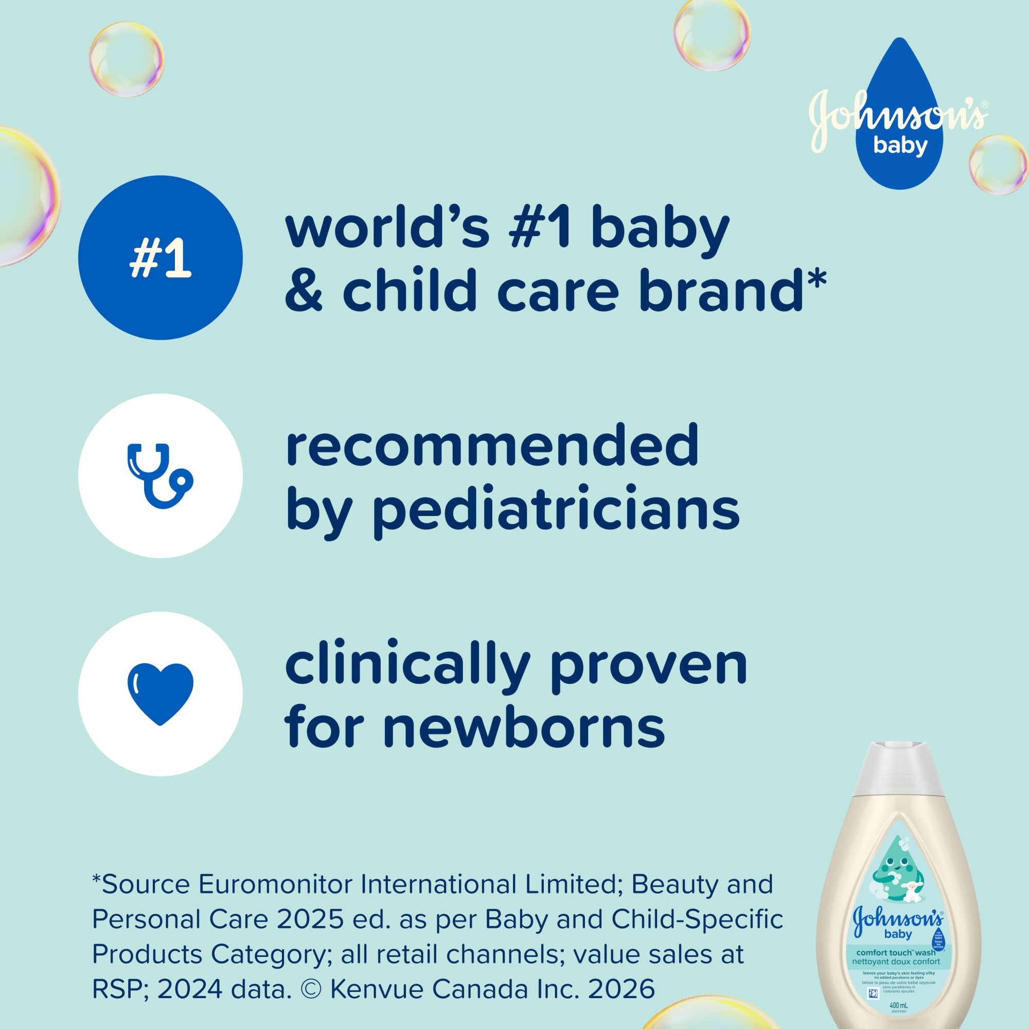 Johnson's Baby, Cottontouch, Newborn Wash & Shampoo, 400ml
