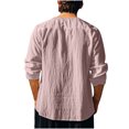 thumbnail image 4 of zbxnLI Mens Linen Shirts Drawstring V Neck Long Sleeve Shirt Lightweight Spring Fall Long Sleeve T-Shirts, 4 of 8