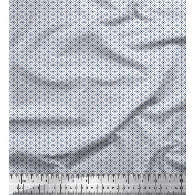 Soimoi Modal Satin Fabric Dot & Floral Small Printed Fabric 1 Yard 42 Inch Wide