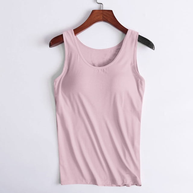 Meichang Camisole avec Soutien-Gorge Intégré pour Femmes Grande Taille Sans Manches Col Rond Débardeurs en Modal Chandails Extérieur Course Athlétique Entraînement Débardeurs