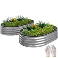 thumbnail image 1 of Outsunny 2 Pcs Bac de Jardin Surélevé Galvanisé 5 x 3 x 1 Pi, Argent, 1 of 10