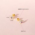 thumbnail image 4 of Or Jaune 14k Zircone Cubique Transparente et Violette Fleur à Vis pour Jeunes Filles, 4 of 6