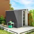 thumbnail image 2 of Outsunny 5 x 7FT Lean to Outdoor Storage Shed w/ Foundation, Dark Grey, 2 of 10