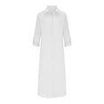 thumbnail image 4 of Pisexur Robe Chemise pour Femmes en Coton et Lin Chic à Boutons, Manches Retroussables, Longue Blouse, Robe Maxi, 4 of 6
