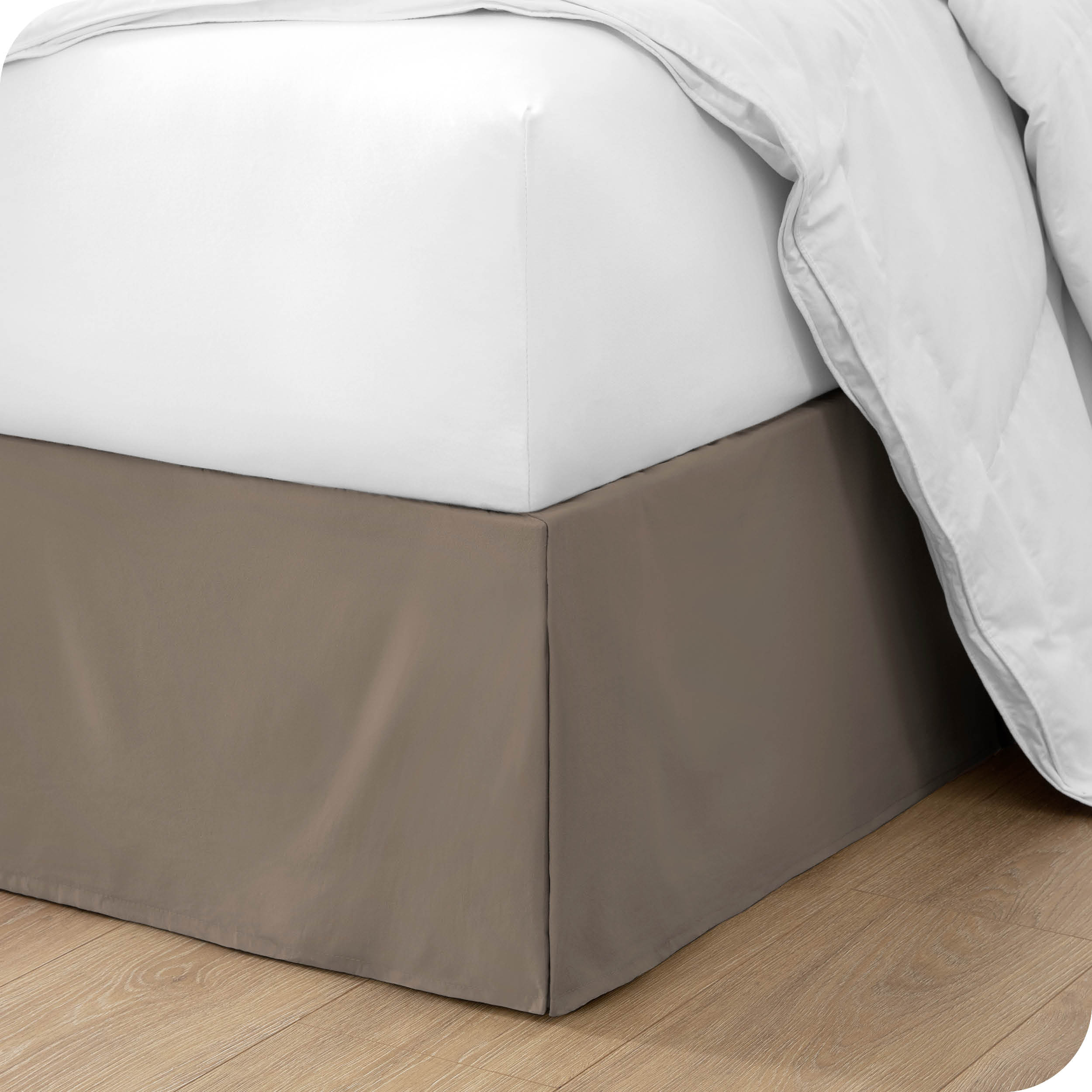 Bare Home Jupe de Lit Double Brossage - Premium 1800 Collection - Retombée de 15 Pouces - Très Grand Simple, Taupe