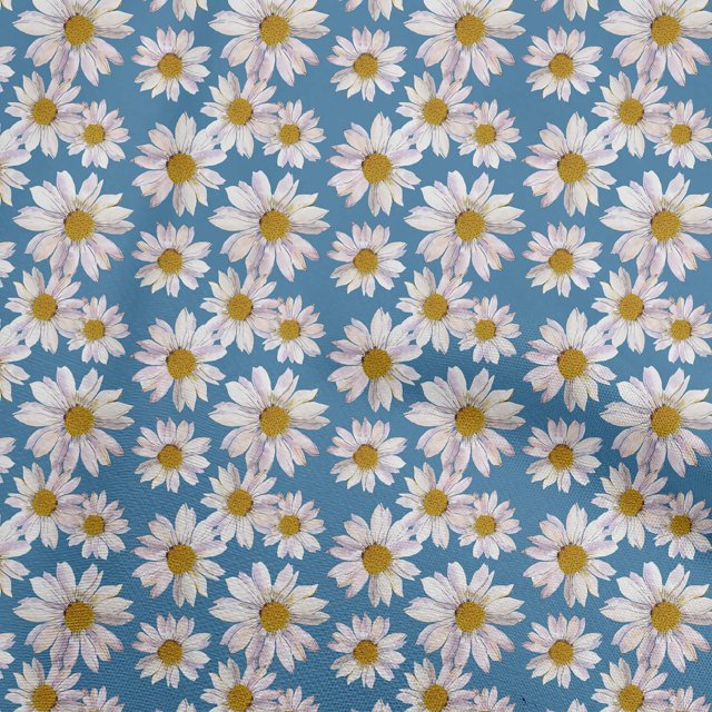 oneOone Polyester Spandex Blue Fabric Floral Fabric For Sewing Printed Craft Fabric By The Yard 56 Inch Wide
