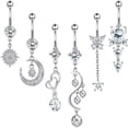 thumbnail image 1 of MesaSe Hanpabum 6Pcs 14G Belly Button Rings Dangle for Women Surgical Steel Navel Rings Body Piercing Jewelry, 1 of 5