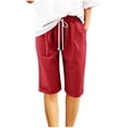 thumbnail image 1 of AherBiu Plus Size Shorts for Women Drawstring High Waisted Straight Leg Summer Casual Lounge Shorts with Pockets, 1 of 4