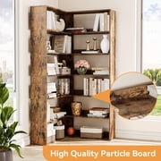 Kojooin Corner Book Shelf, 6-Tier Tall Corner Bookcase with Baffles, L-Shaped Modern Industrial Display Bookshelf, Corner Shelf Unit for Bedroom, Home Office, Living Room, Kitchen